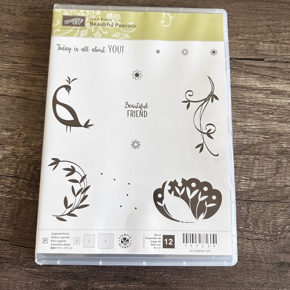 Stampin Up Unisex Crafty Nature Beautiful Peacock Stamp Set OS Clear 147239